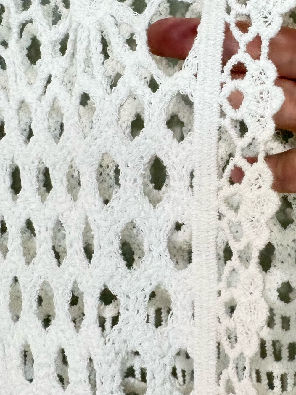 Roaman's Plus Size White Crochet Longline Openwork Cardigan - Picture 9 of 16